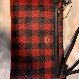 Coach Plaid Red and Black Shoulder Bag